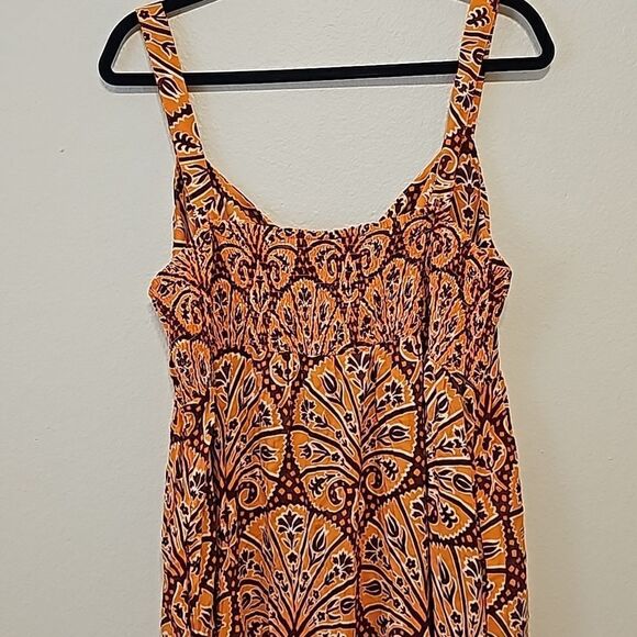 Knox Rose Women's Wide Strap Sleeveless A-Line Dress with orange print s… - Picture 4 of 8